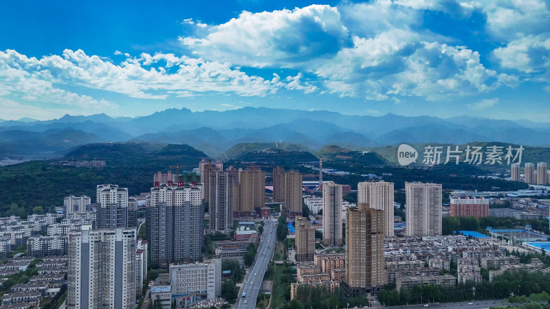 陕西宝鸡城市建设航拍图