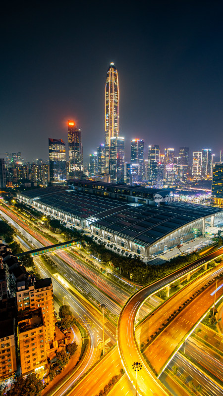 深圳福田CBD航拍夜景