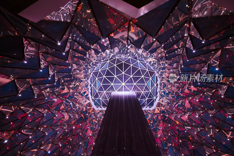科技感几何结构光影空间