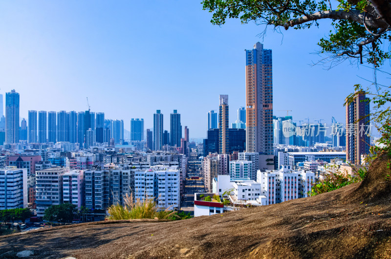 香港深水埗嘉顿山顶看城市高楼建筑群