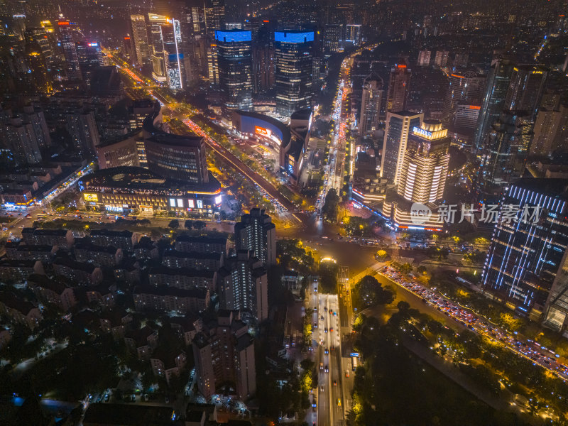 航拍陆家嘴交通夜景