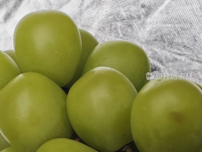 青葡萄特写果实饱满呈现新鲜状态