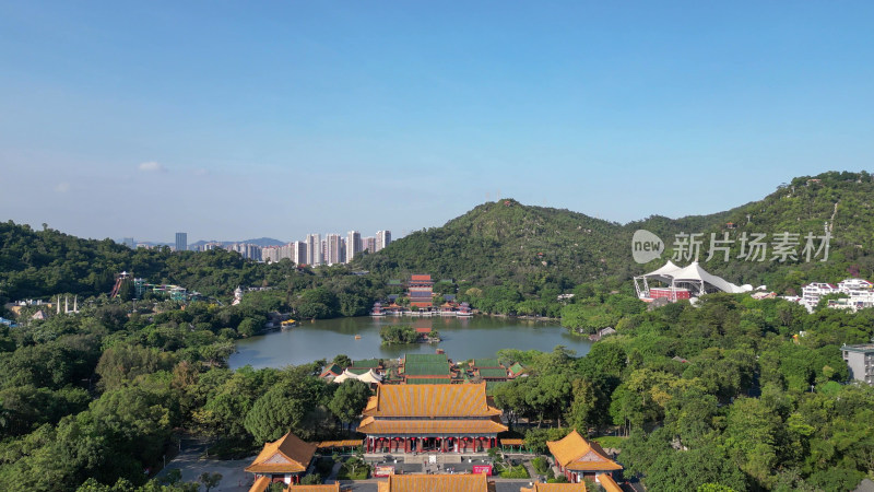 航拍广东珠海圆明新园4A景区