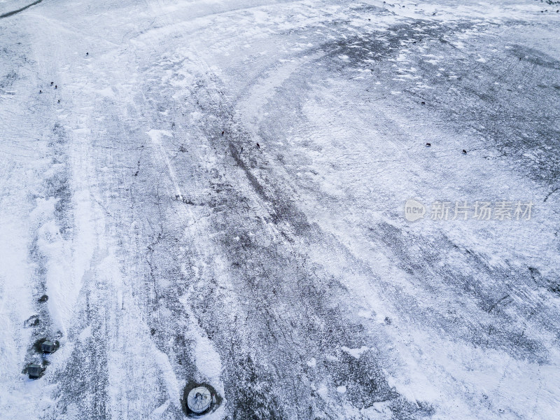 内蒙古雪地道路航拍