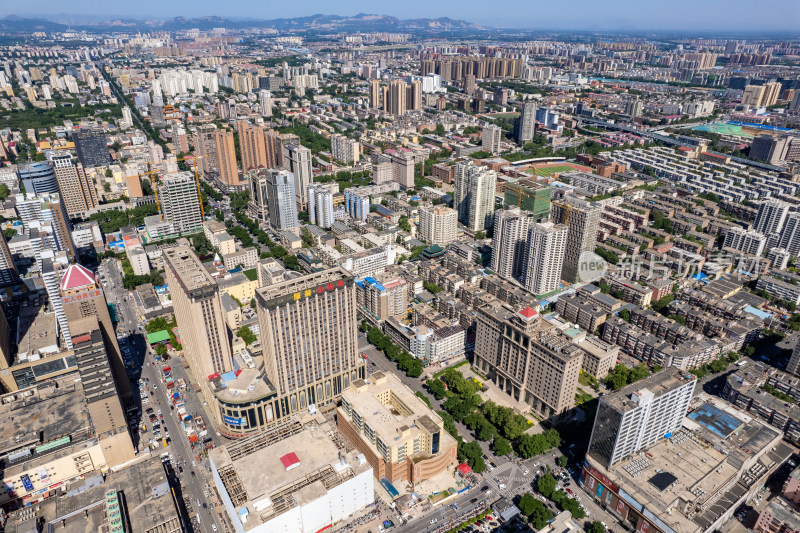 河北石家庄城市风光航拍摄影图