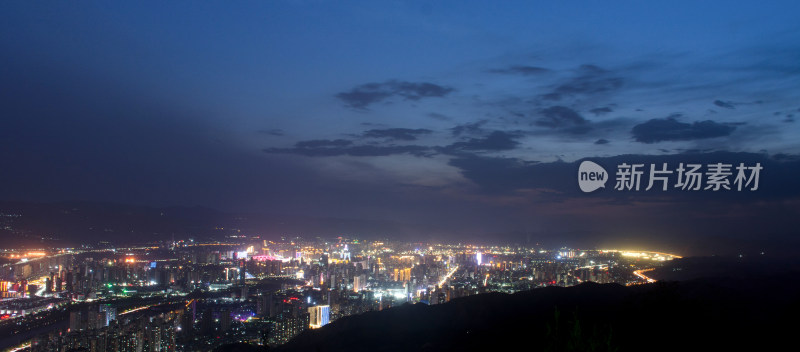 甘肃兰州夏天城市繁华夜晚全景风光