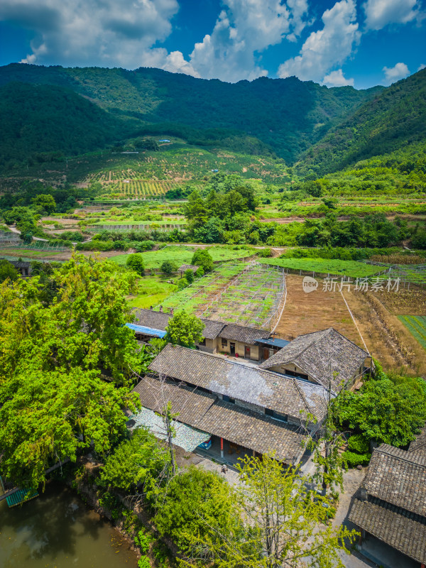 航拍桂林大圩东漓古村风光