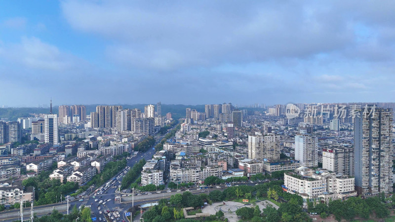 航拍四川乐山城市建设乐山大景