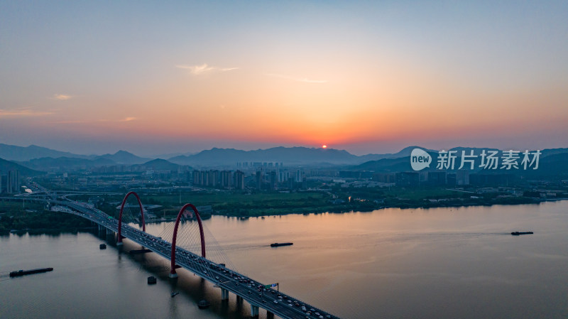 杭州之江大桥日落美景