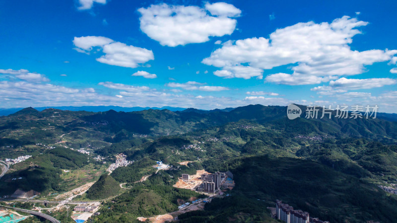 贵州大山山川森林蓝天白云航拍图