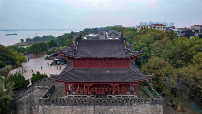 湖南岳阳岳阳楼巴陵广场汴河街航拍