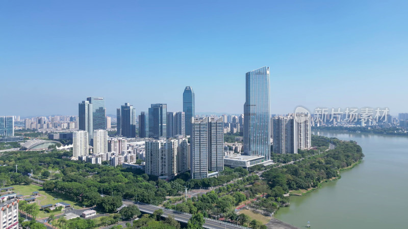 航拍惠州城市地标高楼惠州大景