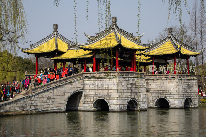 江苏省扬州市瘦西湖风景区五亭桥莲花桥春色