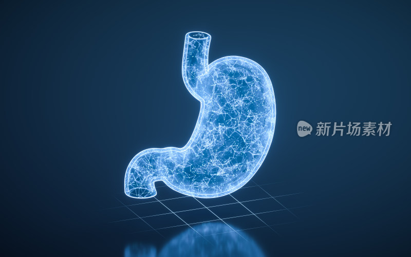 蓝色科技感结构胃部3D渲染