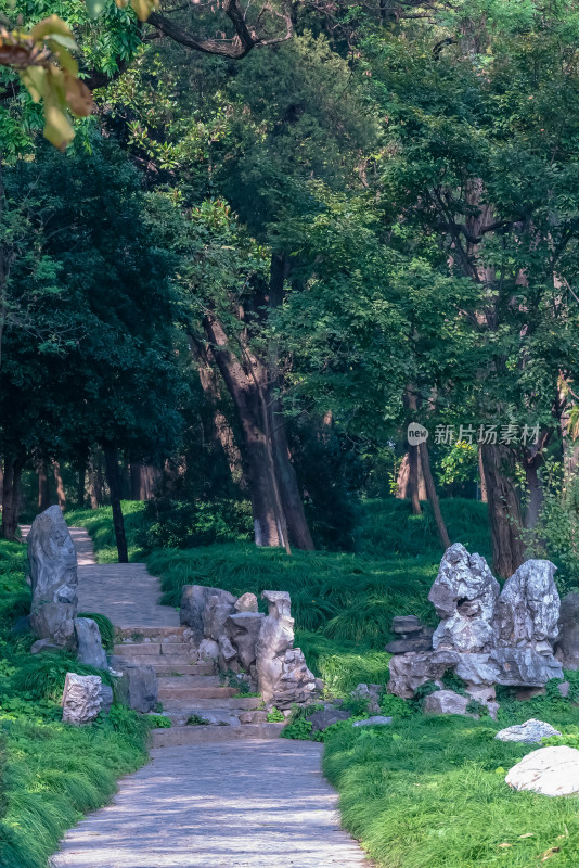 晴朗的午后，扬州瘦西湖江南园林风景