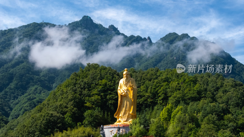 洛阳老君山景区老子雕像航拍