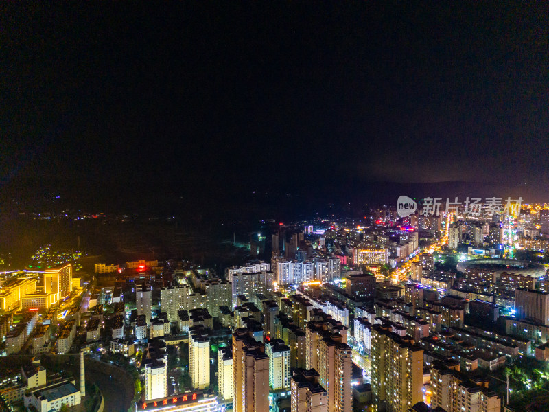 定西城市夜景灯光航拍图