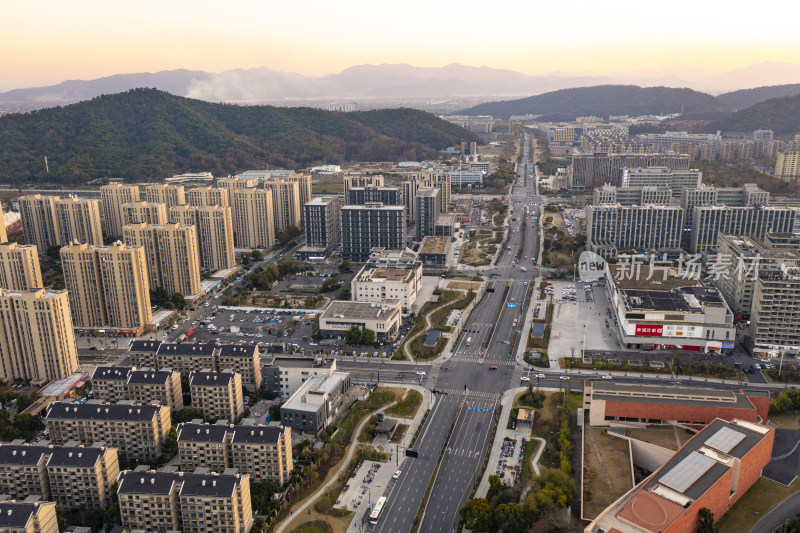 杭州西湖区转塘城市秋色风光航拍