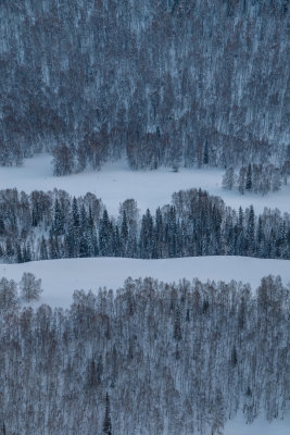 新疆北疆阿勒泰禾木冬季雪景童话世界航拍