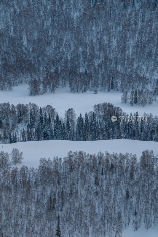 新疆北疆阿勒泰禾木冬季雪景童话世界航拍