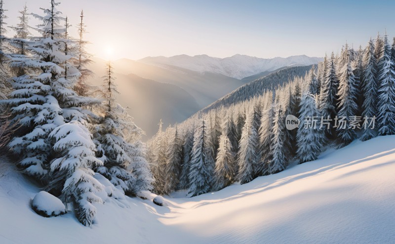 冬季森林白雪覆盖风景