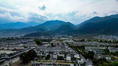 云南大理喜洲古城著名旅游景区航拍