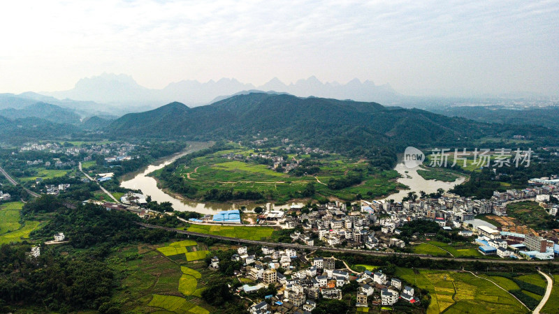 航拍 山河 山脉  河流