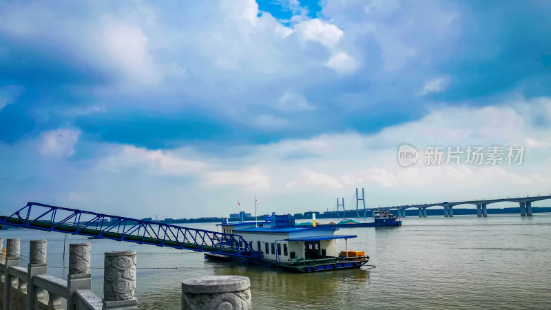 湖北荆州长江大桥风光实摄影图