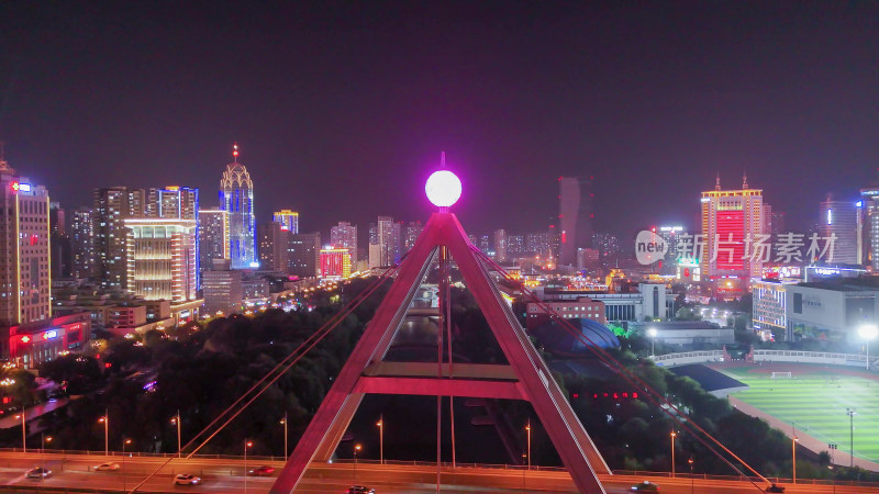 青海西宁夜景西宁中心广场西宁昆仑桥夜景