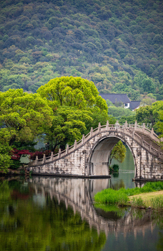 杭州湘湖风景区自然山水倒影景观