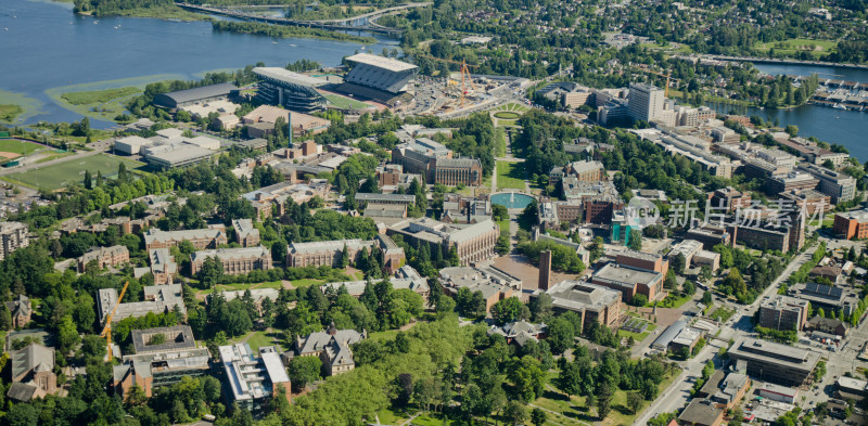 大学校园鸟瞰全景