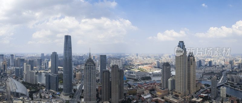 天津海河风景线城市天际线建筑风光航拍