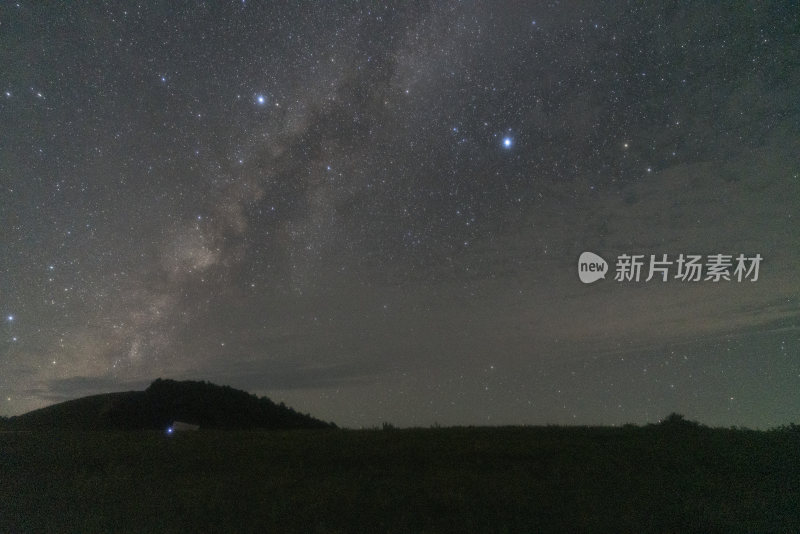 璀璨星空下的夜晚草地景象