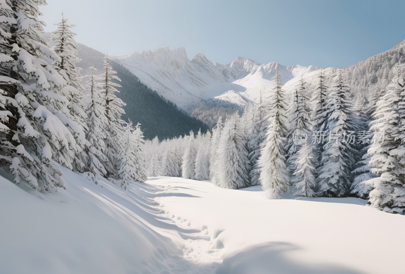 冬季森林白雪覆盖风景