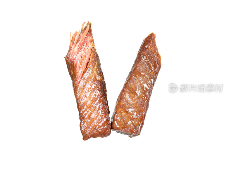 风干牛肉干美食特写的白底图