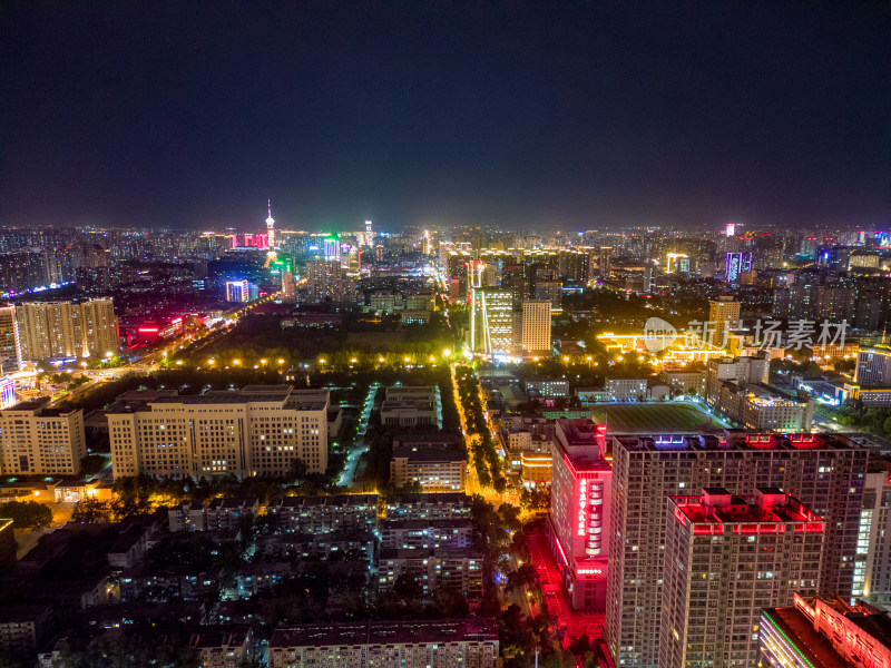 河北石家庄城市夜景灯光航拍摄影图