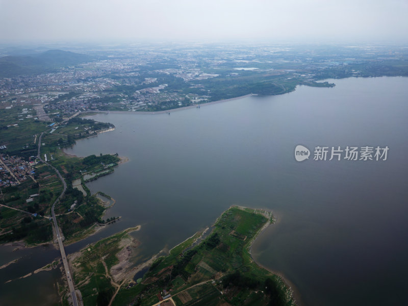 航拍山东临沂兰陵会宝岭水库