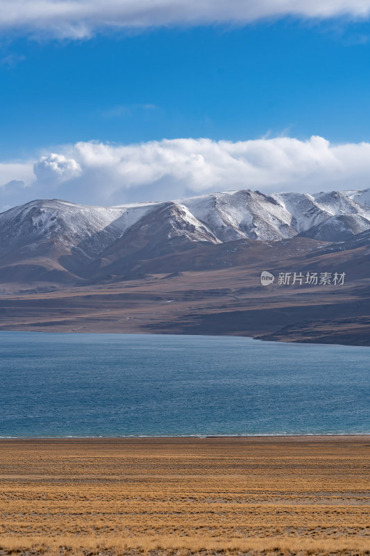 西藏阿里地区当若雍措雪山湖泊的壮阔景色