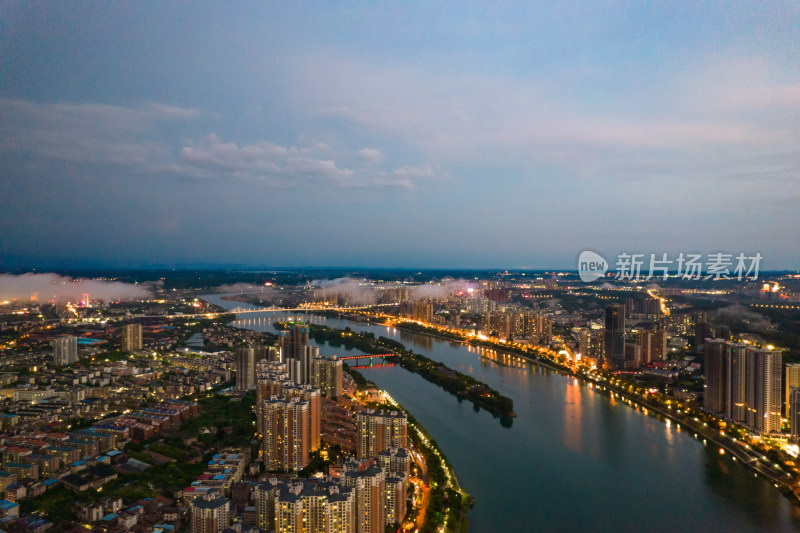 衡阳城市夜景航拍风光