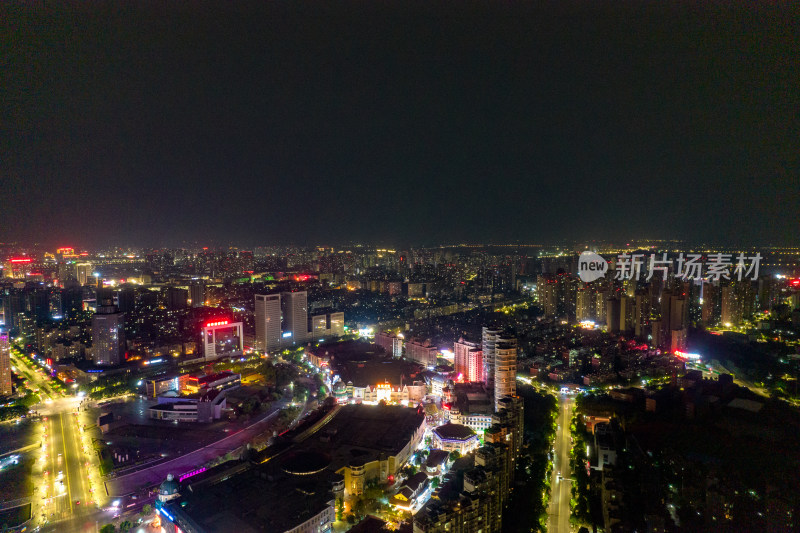 安徽蚌埠淮河广场夜景灯光交通航拍