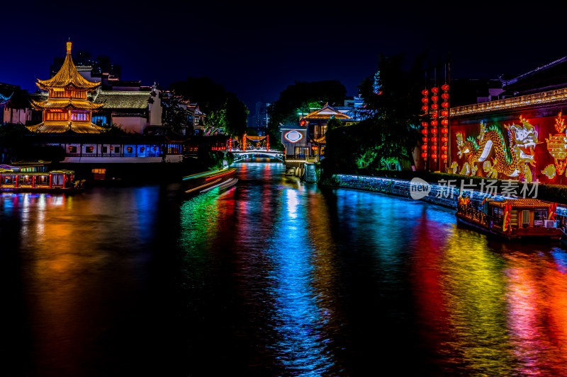 南京夫子庙秦淮河夜景