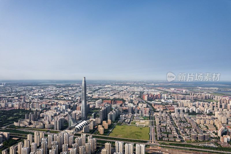 天津滨海新区周大福金融中心城市建筑风光