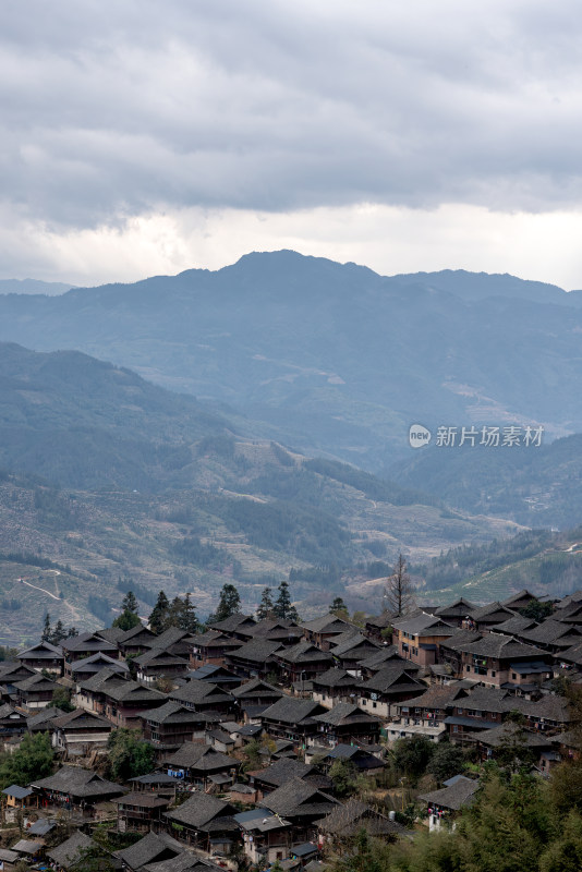 贵州岜沙苗寨民居建筑航拍