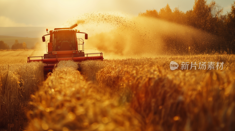 夏季收割小麦