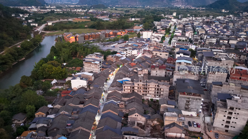 桂林阳朔兴坪古城航拍图