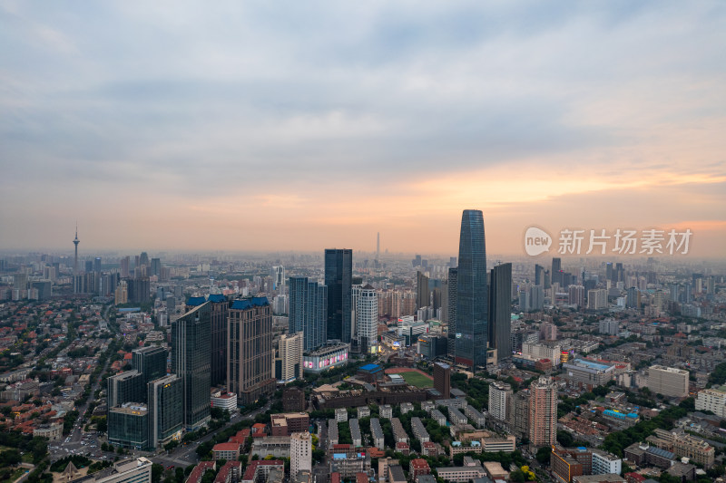 天津海河风景线城市夜景风光航拍