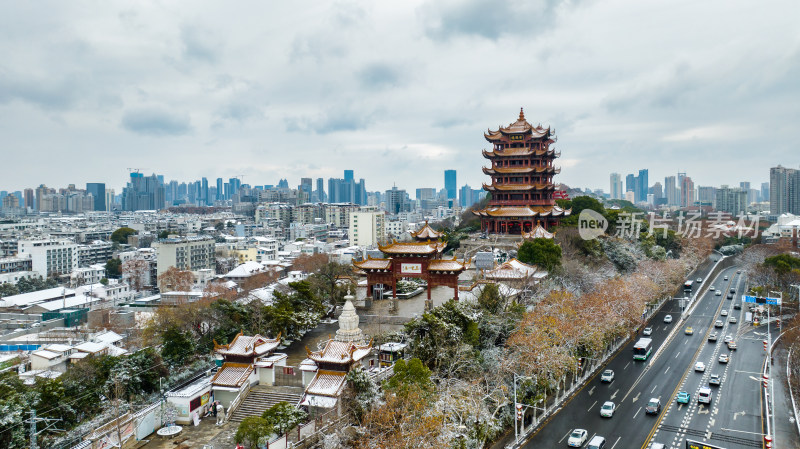 中国武汉城市名片地标建筑黄鹤楼及景区