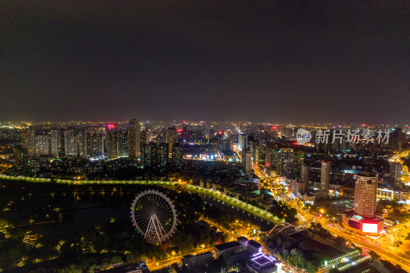 安徽合肥庐阳区夜景交通航拍图