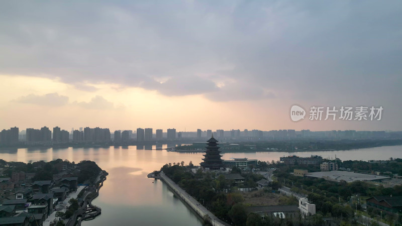 航拍四川遂宁临仙阁景区