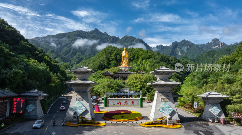 洛阳老君山景区老子雕像航拍